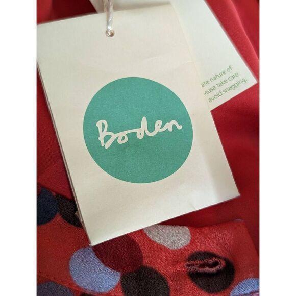 Boden Women Peach Pink Polka Dot Short Sleeve Midi Dress Size 6 - Picture 14 of 16